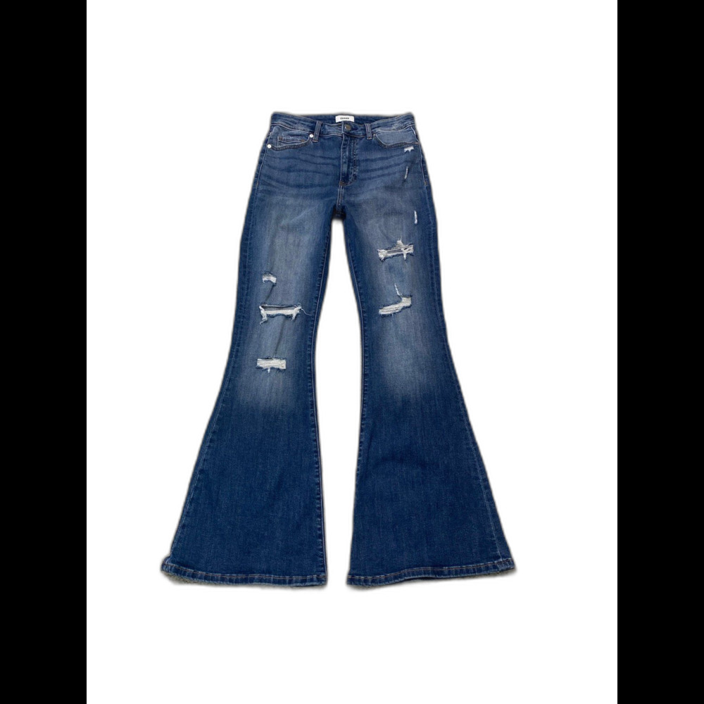 Ceros High Rise Distressed Flare Leg Jeans Size 28